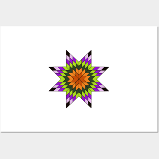 Halloween star quilt pattern Posters and Art